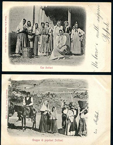 1900 Tipi siciliani, due cartoline ... 