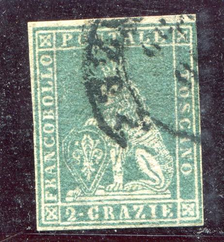 1857 Toscana 2 cr.  azzurro n. 13 ... 
