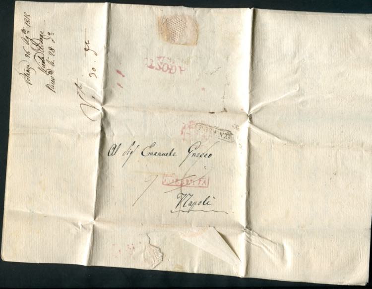 1819 Napoli lettera con testo da ... 