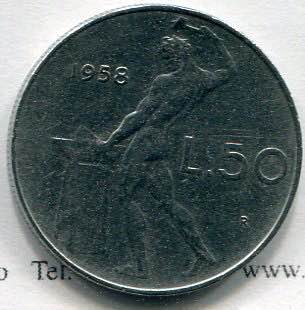 Coins - 1958 - Lire 50 Volcano ... 