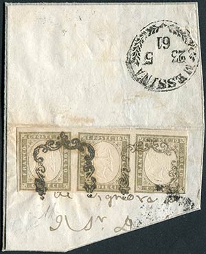 1861 Frammento di lettera per Messina con ... 