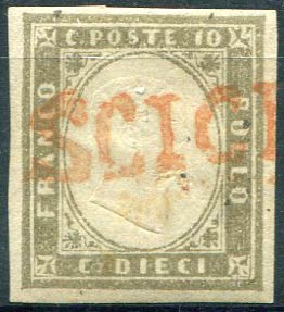 1861 Scicli, stampatello dritto rosso, (R3) ... 