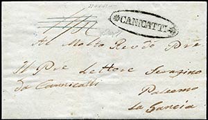 1861 Canicattì, ovale con fregi, (R1) su ... 