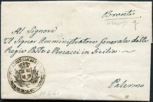 1861 Bronte, manoscritto a penna. Lettera ... 