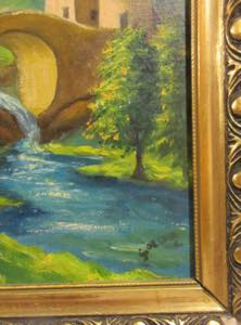 Landscape themed oil on small canvas, within ... 