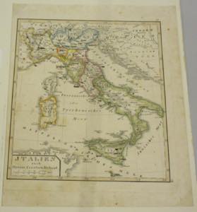 Map of Italy 19th century, 18x25 cm, painted ... 