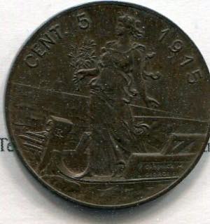 Vittorio Emanuele III - 1915 - 5 cents Italy ... 
