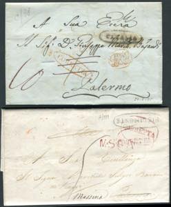 1825/55 - Insieme di 4 lettere con annulli ... 