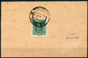 1918 - Postage stamp of Austria overprinted ... 