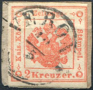 1859 - Postage due for newspapers, 2 kr. ... 