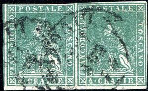 1857 - 4 cr. green n.14 ... 