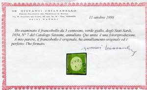 1854 - Vittorio Emanuele II, c. 5 green ... 