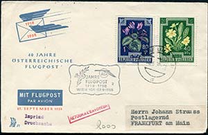 1958 Austria, 40° anniversario posta aerea ... 