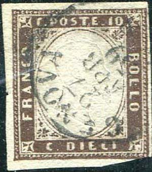1859 Sardegna, IV emissione, c. 10 bruno ... 