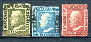 1859 Sicilia lotto di gr. 1-2-5 usati, ... 