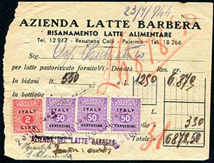 23/07/1944 Ricevuta di pagamento con c. 50 x ... 