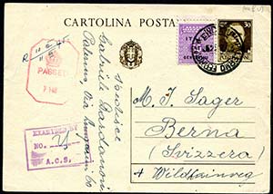 27/07/1944 Cartolina postale Imperiale c. 30 ... 