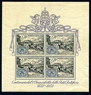 1952 Centenario dei primi francobolli dello ... 