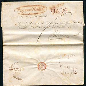 1844 Via di mare, lettera da Napoli del 12 ... 
