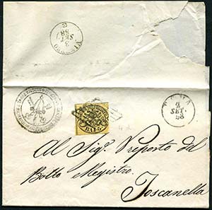 1858 Pontificio lettera da Roma con bollo ... 