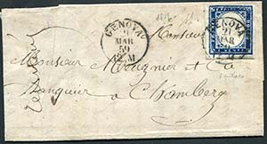 1859 Sardegna, lettera da Genova a Chambery ... 