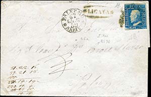 1859 Sicilia, involucro di lettera da Licata ... 