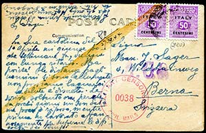 1944 Cartolina illustrata per la Svizzera da ... 