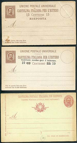 1879/95 Umberto 1° insieme di 6 cartoline ... 