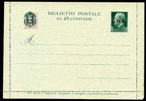 1944 RSI, biglietto postale, c.25 verde e ... 
