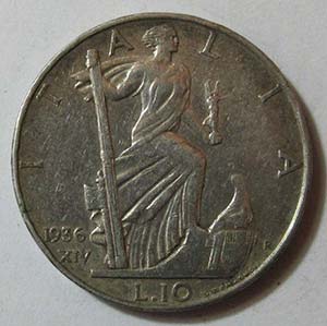 1936 Vitt. Emanuele 3°, £10 Impero (Ag) ... 