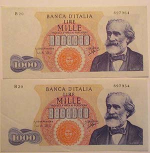 Italia Repubblica, lire 1.000 Verdi I tipo, ... 