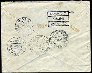 1937 Lettera via aerea da Venezia per Tisnov ... 