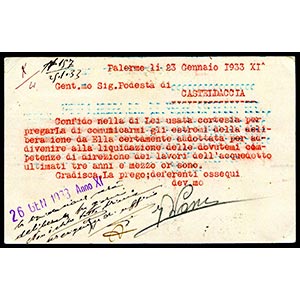 Italia - 1933 - Cartolina da Casteldaccia ... 
