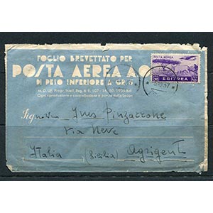 Eritrea - 1937 - Airmail from Senafe ... 
