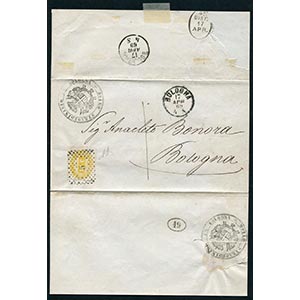 Italy - 1869 - Letter from Bologna to city, ... 