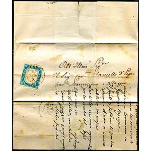 1856 Piego di lettera da Nuoro per Sassari ... 