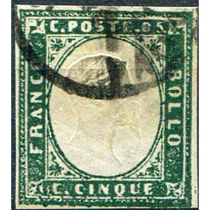 1857/58 Vittorio Emanuele II, c. 5 verde ... 