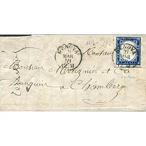 1859 Lettera da Genova a Chambery con c. 20 ... 