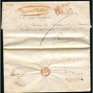 1844 Via di mare, lettera da Napoli del 12 ... 