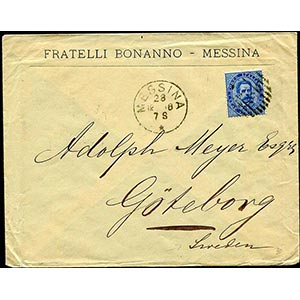 1888 Lettera da Roma a Goteborg con Umberto ... 