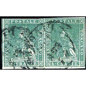 1857 - 4 crazie. verde n.14 in coppia usati. ... 