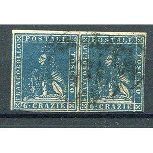 1857 - 6 crazie azzurro cupo, n. 15b, usati ... 
