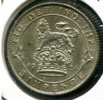 1924 Gran Bretagna Giorgio V° 6 pence. ... 