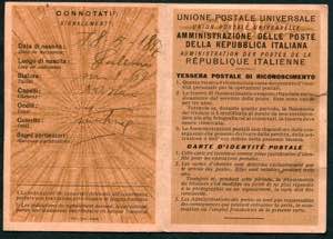 Storia Postale - 1952 - Tessera di ... 