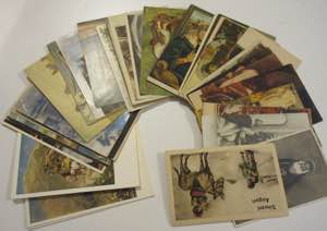 Set of 58 illustrated postcards, mostly with ... 