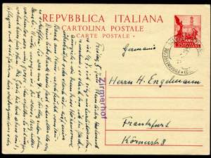 1957 - Cartolina postale per lestero, tipo ... 