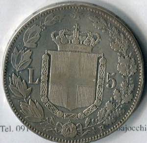 Coins - Umberto I - 1879 - Lire 5, 2nd type, ... 
