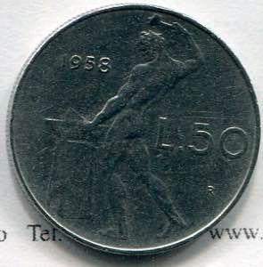 Coins - 1958 - Lire 50 Volcano acmonital, ... 