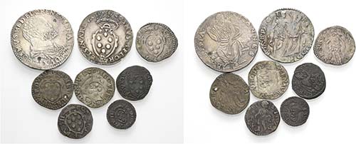 Lotto di otto monete.  Cosimo I ... 