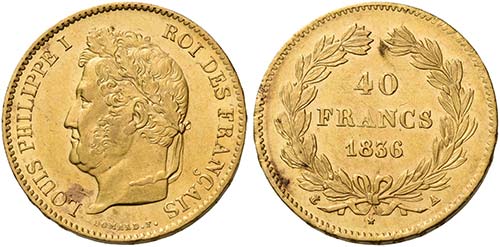 Monete d’oro europee.  Francia.  ... 